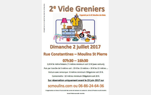 Vide Greniers du SC Moulins le 02/07/17