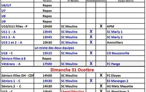 Programmes du week end 29 , 30 Octobre et 01 Novembre 