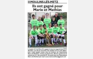 Photo du vainqueur du Tournoi U13 ES Metz pour Marie et Mathias