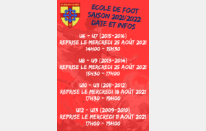 Date des reprises de l'école de foot