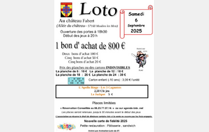 Loto le samedi 6 septembre 2025 