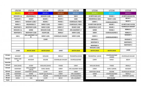 Planning PRINTEMPS modifié des U6 AU U9 