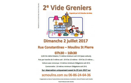 Vide Greniers du SC Moulins le 02/07/17
