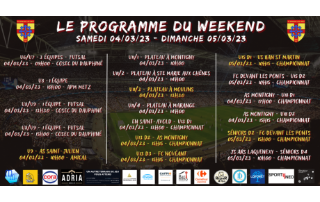 La programmation du weekend